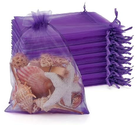Pochette Cadeau Tissu, Sachet Bonbon, Emballage Cadeau, Sac Filet, Pochon Bijoux, Pochette Organza, Sachet Vide Pour Lavande - 13x18cm (50 Pièces)