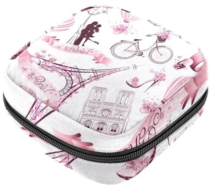 Damenbinden Aufbewahrungsbeutel für Frauen, große Kapazität, Menstruationspad-Tasche, Paris, romantische Menstruationstaschen, Tampon-Sammelhalter, Geldbörse