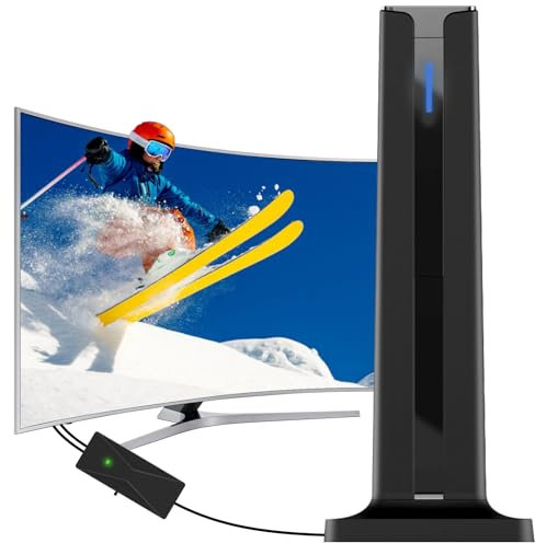 TV Aerial Indoor - Digital TV Ariels Freeview with Booster, Strong Magnetic Base TV Aerial for Easy Installation, Smart TV Aerial Indoor Support Freeview Aerial/4K/1080P All TV - 16.4FT Coax Cable