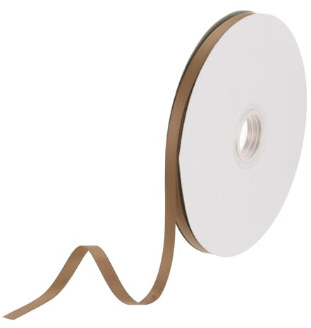 DMiotech 6mm x 46m Geschenkband Hellbraun, Polyester Satinband, Seidenbänder Bunt, Seidenband, Doppelseitiges Ripsband Schleifenband für Hochzeit, Geschenk, Verpackung, Schleifen