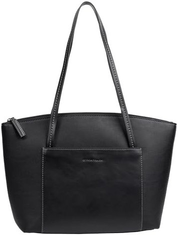 TOM TAILOR Amaris Damen Shopper Umhängetasche Reißverschluss Groß Schwarz