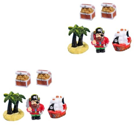 Alipis 2sätze Miniatur Piratenschiff Mit Schatztruhen Teiliges Für Strandlandschaften Dekoration Und Kreative Resin Gartenaccessoires Für Erwachsene