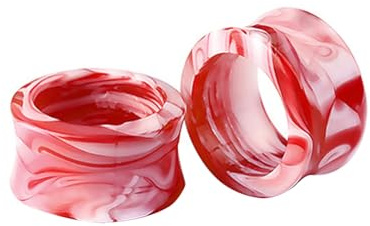 Mesnt Dehnstäbe Tunnel Set Ohr Expander Plug20mm, 2PCS Acryl mit Muster Ohr Tunnel Piercing Set, Rot
