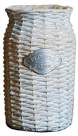 IUBGFTO Fioriera Vasi da Giardino Vasi da Fiori Vasi per Piante Unici Cemento Imitazione Vimini Vaso da Fiori Intrecciato Grandi fioriere da Esterno (Colore 17x17x31,5 cm)