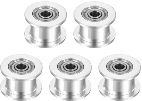 QUARKZMAN 2GT Riemenscheibe Zahnlos 3mm Bohrung Aluminium Zahnriemenscheibe für 6mm Breite Zahnriemen für 3D-Drucker, CNC, Umlenkrolle Pulley-5 Stück Silber