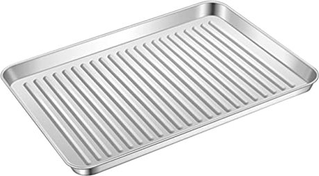 PHENOFICE Teglia da Forno in Acciaio Inox per Pizza E Pane Vassoio Riutilizzabile Impilabile per Cottura E Conservazione Alimenti