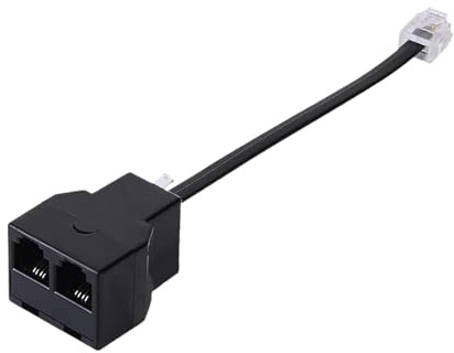 Telefonkabelsplitter, Telefonkabel-Splitter-Adapter, Telefonkabeladapter mit 2 Anschlüssen, Telefonkabel-Adapter für Telefon, Faxgerät, Modem, DSL-Geräte