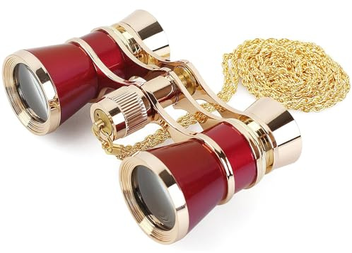 Retro Opernglas Fernglas mit Metallkette, 3-fache Vergrößerung, Brennweite Einstellbare, leicht und tragbar, Mini-Fernglas von Dramen, Musicals, geeignet für Erwachsene und Kinder