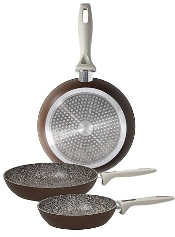 Tognana Pearlbrown stone, Set 3 Padelle Cm20/24/28, Alluminio forgiato, marrone