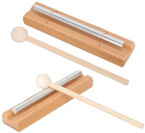 NOLITOY 2 Satz Percussion Hand Chime mit Holzklöppel Klare Klangmeditation Glocken für Achtsamkeit Yoga Unterricht und Entspannung Lehrer instrument für Klassenmanagement
