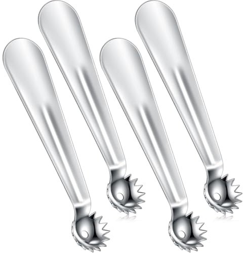 4PCS Stainless Steel Strawberry Huller and Tomato Stem Corer Set, Fruit and Vegetable Stem Remover Tool with Serrated Teeth, Easy Grip Tomato Corer for Kitchen Use