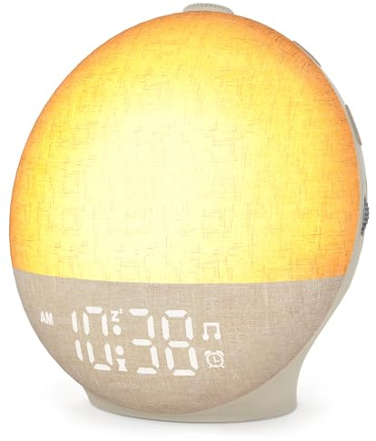 Sunrise Alarm Clock White Noise Machine, Sunset Simulation, 30 Soothing Sounds, 12 Color Night Light, Dimmable Sunlight Lamp Wake Up Light, Digital Clock for Kids Teens Heavy Sleepers Adults Bedrooms