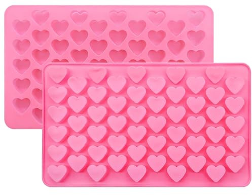 2 PCS Heart Shape Silicone Chocolate Molds, Heart Shaped Silicone Moulds for Wax Melts Candy Gummy Molds Ice Cube Tray Jelly
