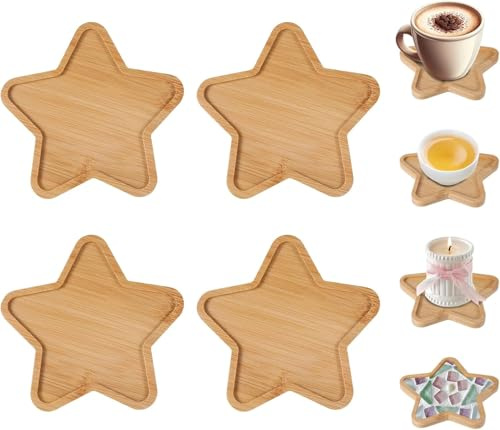 lrgnixs 4 Stück Untersetzer, Holz Untersetzer, Kerzenuntersetzer | DIY Mosaik Bastelset Kinder, Tassenuntersetzer aus Holz für Getränke, Teetassen, Gläser, Kerzenteller & Tischdeko