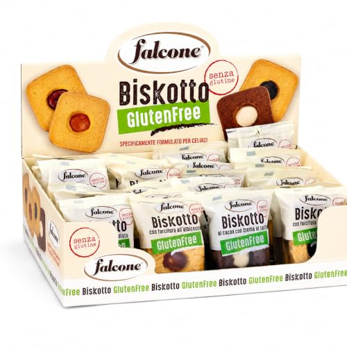Biscotti Senza Glutine Assortiti 24 Monoporzioni Da 55 g Espositore Con 4 Gusti Albicocca Ciliegia Crema Di Nocciola E Crema Al Latte Per Colazione E Snack