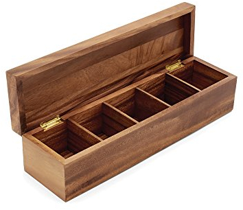 Ironwood Gourmet 28631 Townhouse Tea Box, Acacia Wood, 5-Cell