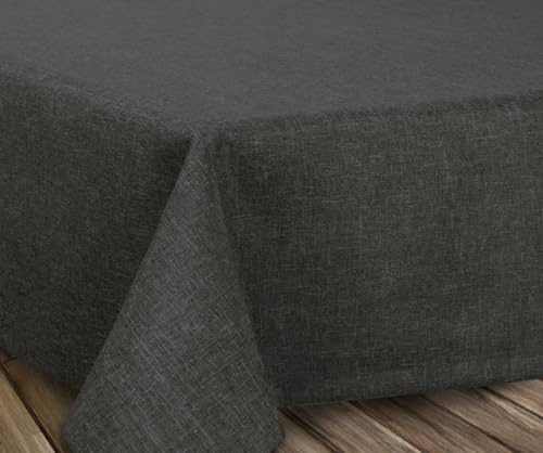 BEAUTEX Tischdecke Leinenoptik eckig 110x110 Dunkelgrau abwaschbar | fleckenabweisend, bügelfrei, pflegeleicht, Lotuseffekt, viele Größen & Farben, für Küche, Esszimmer, Balkon & Garten