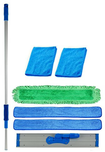 Real Clean 36” Inch Commercial Microfiber Mop Kit Heavy Duty Floor Cleaning Set with Telescopic Handle