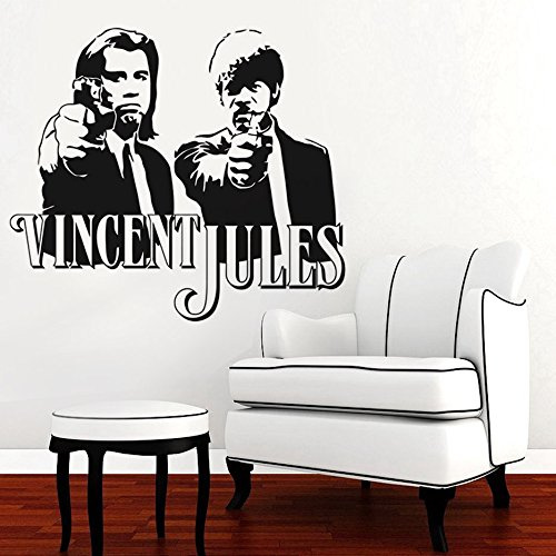 IDEAVINILO Vinilo Decorativo protagonistas PulpFiction. Color Negro. Medidas: 80x70cm.