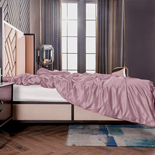 THXSILK Seide Bettbezug, Seide Tröster Cover, Seidenbettwäsche, 100% 19 Momme Bestnote Maulbeerseide Bettwäsche - Lila 135 x 200cm