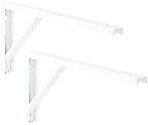Gedotec Regal-Konsole Metall weiß Regalträger Tischverlängerung Metall Regalwinkel für die Tisch & Wand-Montage | Stahl weiß beschichtet | 400 x 30 x 180 mm | 2 Stück - Wandwinkel für Wand-Regale