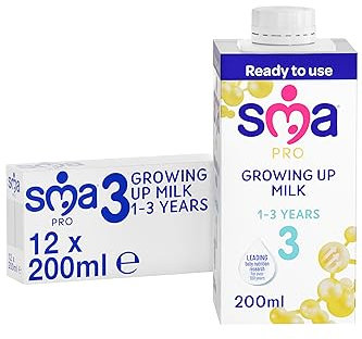 SMA PRO Growing-Up Baby Milk - 1-3 Years | Ready to Use Liquid Formula Milk 200 ml (Pack of 12)