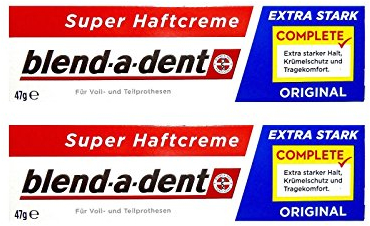 2 x 47 g Blend-a-dent Original Super Adhesive Cream – Extra Strong – Complete