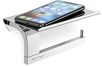 Sagittarius One 160S1 Toilettenpapierhalter mit Ablage aus Edelstahl – WC Papierhalter Chrom mit Handyablage