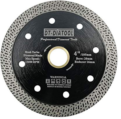 DT-DIATOOL Diamond Disc 4 Inch / 105mm Cutting Disc with Mesh Turbo for Porcelain Tile Marble Ceramic Granite