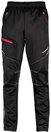 ROCKBROS Men's Winter Fleece Cycling Trousers Fast Dry Warm Cycling Reflective Windproof Pants, Water Resistant Outdoor Sport Thermal Softshell Pants, Tights Bicycle Trousers