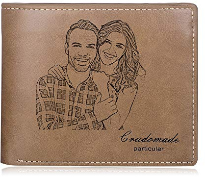 jewel Personalisierte Foto Brieftaschen Benutzerdefinierte Leder Geldbörsen für Herren mit Text Datum Gravierte Karten Brieftasche für Familie Freund Sohn Geschenk zum Valentinstag Vatertag