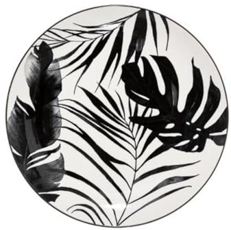 Secret de Gourmet - Lot de 6 Assiettes Plates Palme 26cm Noir