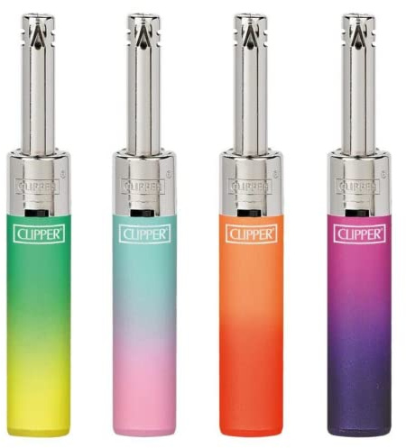 3 X CLIPPER MINI TUBE Light COLORFUL - CRYSTAL GRADIENT DESIGN REFILLABLE UTILITY LIGHTER (ASSORTED COLORS SEND OUT) WITH GIFT CASE BLACK POUCH