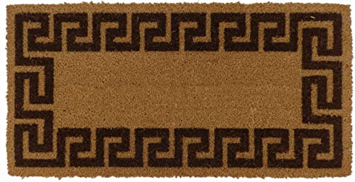 Casatessile Zerbino antiscivolo in cocco naturale IMPERATORE GRECA Elegante Tappeto da Ingresso - MARRONE, 50x100 cm.