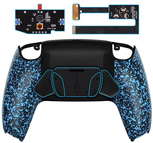 eXtremeRate Textured Blue Programable RISE4 Remap Kit for PS5 Controller BDM-010 BDM-020, Upgrade Board & Redesigned Back Shell & 4 Back Buttons - Controller NOT Included