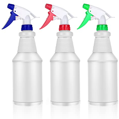 LAOJU Sprühflaschen Wassersprühflasche 750ml Leere Sprühflasche Kunststoff Pump Nebelwasserflasche mit Einstellbarem Nebel und Strahl für Reinigung Haushalt Gartenarbeit und Pflanze, 3 Stück