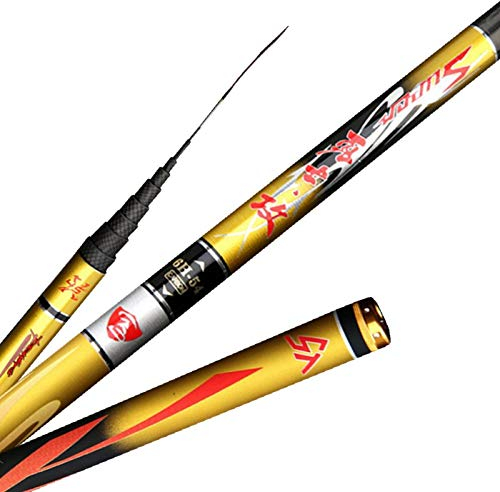 Angelrute Bream Angelruten 3,6 m-7,2 Mio. Kohlefaser-Teleskop-Angelrute-Hand-Pole-Feeder für Karpfenangeln Gießstange (Color : Yellow, Length : 6.3 m)