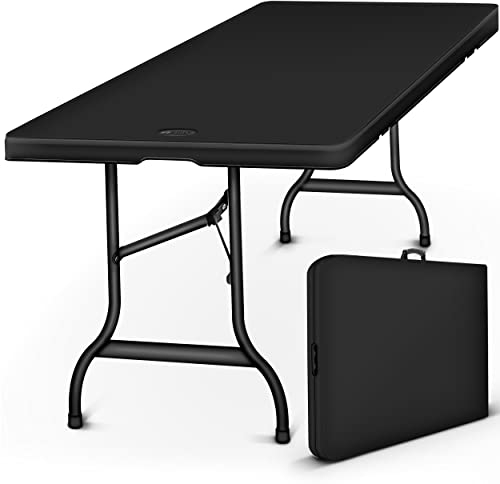 tillvex Tavolo da giardino 180x75cm pieghevole plastica | Tavolo da buffet con impugnatura di trasporto | Tavolo pieghevole per giardino, terrazza e balcone per 8 persone
