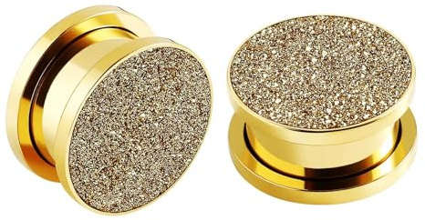 Homxi 2 Stück 4-20mm Plug Ohr Set,Tunnel Set Chirurgenstahl 6G Ohrringe Plugs Rund mit Matt Tunnel Ohrringe Set Gold