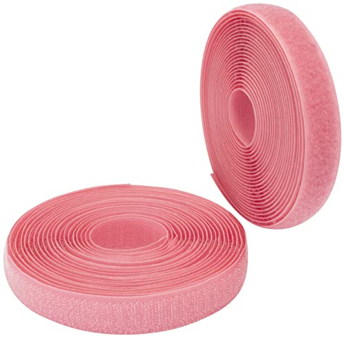 AERZETIX - C65907 – kardborreband/rulle 20 mm 5 meter – organisatör/buntband – band för klädpåsar – av polyamid och polyester – färg: mörkrosa