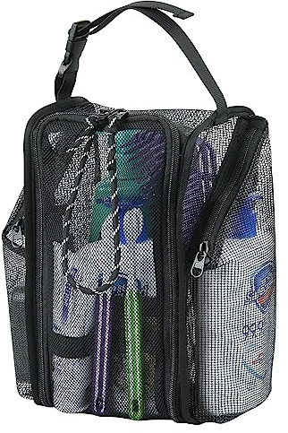 Cosmos Netz-Dusch-Caddy, Kulturbeutel, zum Aufhängen, schnell trocknend, Dusch-Organizer, tragbare Badetasche mit robusten Reißverschlüssen und Seitentaschen für Reisen, Fitnessstudio, Schwimmen,