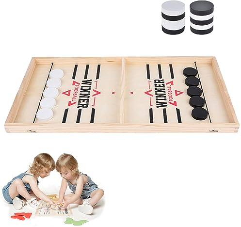 Super Winner 2 en 1 Plegable: Juego de Mesa de Hockey de Madera, Disco Rápido y Futbolín - Maphilu