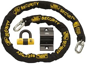 Burg-Wachter 2M 12mm Sold Motorbike Security Chain Ground Anchor Gold Lock, Black