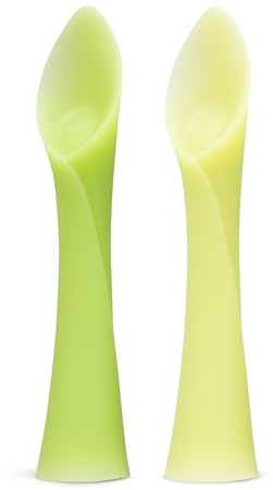 Olababy 100% Silicone Soft-Tip Training Spoon for Baby Led Weaning 2pack (Kiwi/Lemon)