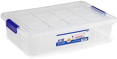 Acan Tradineur - Caja de Almacenamiento - Fabricado en plástico - Contenedor para almacenar Libros, ropa, mantas - N.º 30-9 x 37 x 26 cm - 5 Litros