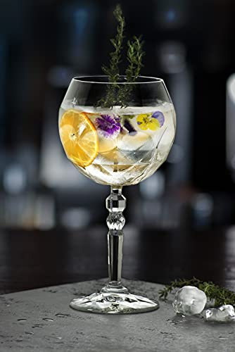 DIAMANTE Gin Copa Glass 'Mixologist' - Single Crystal Gin Glass Perfect for Cocktails - Burgundy Gift Box