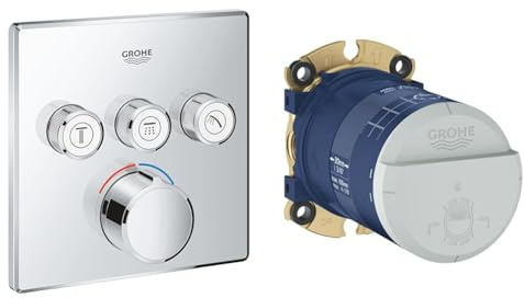 Grohe 29149000 Smartcontrol Mitigeur Encastrés 3 Sorties, Chrome & Corps encastré Universel 1/2 Rainshower 26483000, Bleu, 1.00
