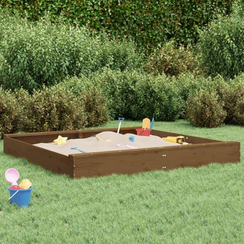 Mengtu Arenero con asientos marrones cuadrados de madera maciza de pino, arena para niños de exterior, arena para arena infantil b mueble decorativo