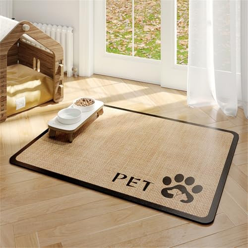 Haustier-Futtermatte SaugfäHige Napfunterlage FüR Hunde Und Katze Katzennapf Unterlage Absorbierende Futtermatte Katzen Anti-Rutsch Wasserfest Und Leicht Zu Reinigen Pet Mat (50x70cm,Farbe 1)