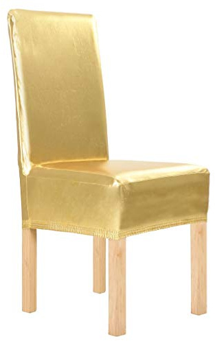 ShGaxin Fundas de Silla elásticas 6 Unidades Rectas Doradas, Funda Sillas Comedor, Cubre Sillas, Cubierta De La Silla, Funda Protectora Sillas